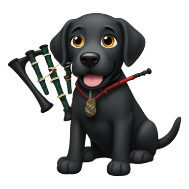 Black Labrador playing the bagpipes sticker