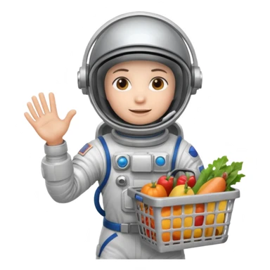 astronauta con canasta para hacer compras vacía sticker