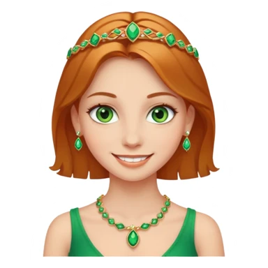 smiling girl green eyes portrait with jewelry sticker