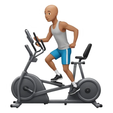 bald African American man on elliptical machine sticker