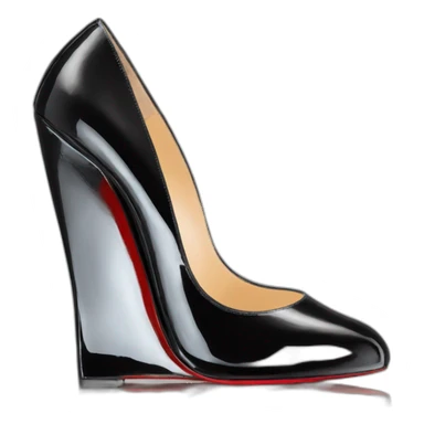 WEDGE heel LOUBOUTIN black leather PATENT sticker