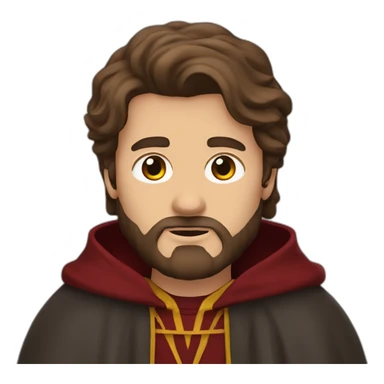 long brown haired bearded man in gryffindor hogwarts robes sticker