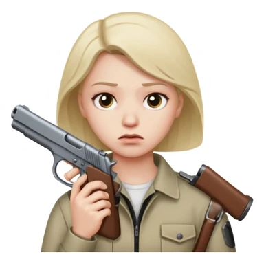 A person with a gun that looks wooried sticker