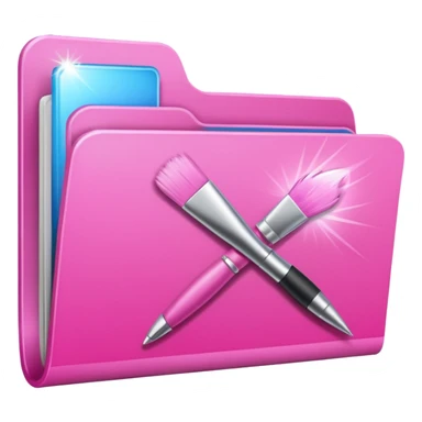 windows 10 folder light sparkles pink plain with brush logo sticker