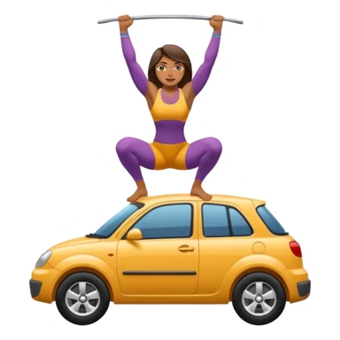 Barefoot woman lifting up a car with her hands sticker