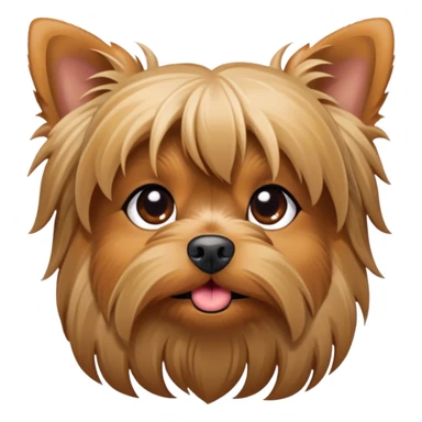Cinematic Cute Yawning Yorkshire Terrier Portrait Emoji, Head tilted with a playful, drowsy expression and droopy, adorable eyes, featuring a soft, well-groomed fur in rich hues, simplified yet irresistibly endearing, highly detailed, glowing with a warm, cozy radiance, high shine, exuding a relaxed yet spunky charm, styled with a gentle, soft glowing outline, capturing the essence of a Yorkshire Terrier mid-yawn that seems as if it could cuddle right off the screen! sticker