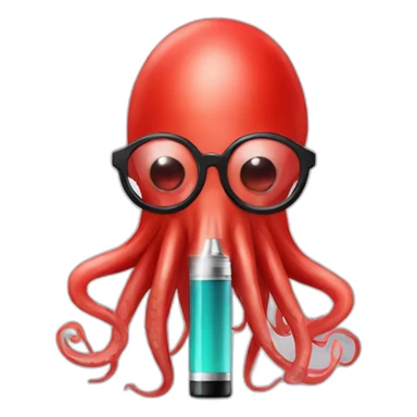 red human squid with glasses and e-cigarette sticker