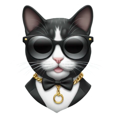 Tuxedo cat with sunglasses and a platinum chain sticker