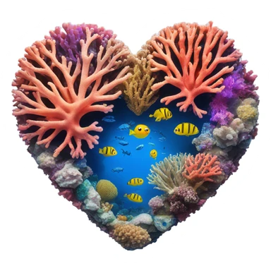 Colorful ocean Coral reef in the shape of a heart sticker