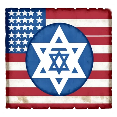 United States flag with a swastika symbol and star of david symbol on the flag sticker