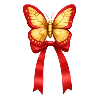 Red bow with gold butterfly  sticker