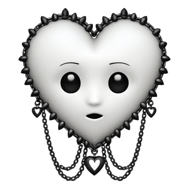 white heart, gothic style, black studs or chains sticker