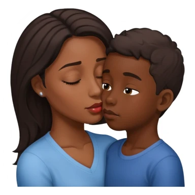 Mulher beijando testa do filho  morenos sticker