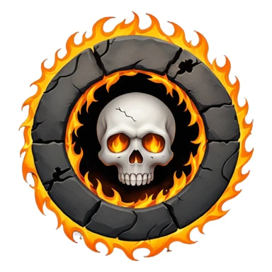 A circular hole (looking top down) with fire and skulls inside, in a dark and gritty style like your bleeding skull art sticker