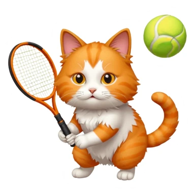 cat playing tennis sticker