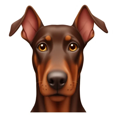 Red and brown Doberman without cropped ears face facing front happy expression  sticker