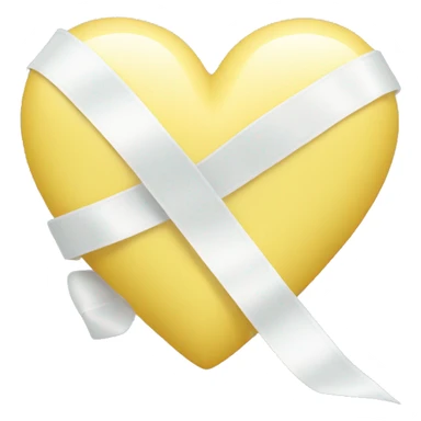 Pastel Yellow heart with a white ribbon sticker
