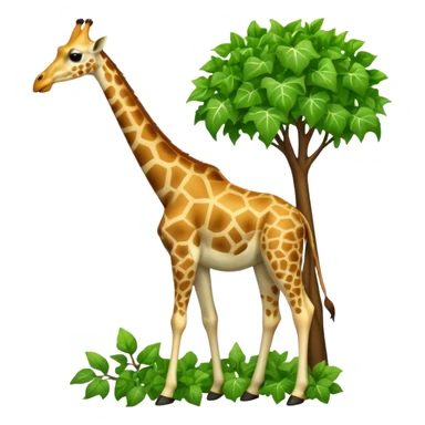 giraffe eating leaves from a tree sticker