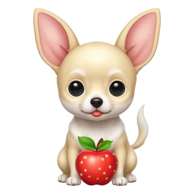 Apple head white Chihuahua with black dots. Big ears and big eyes. Full body sticker
