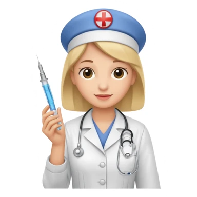 nurse holding vaccination needle sticker