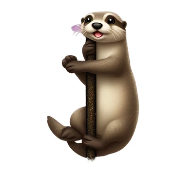 loutre qui fait du pole dance avec des paillettes sticker