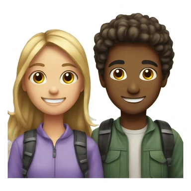 girl and boy outdoors smile sticker