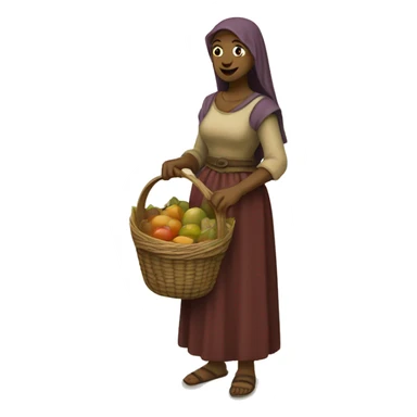 medieval market femal visitor with a basket sticker