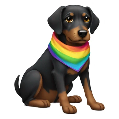 black mongrel dog with rainbow bandana  sticker