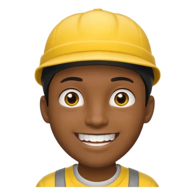 A man with dark skin tone, wearing a bright yellow cap, short black hair mostly covered by the cap, large brown eyes, and a wide smile showing his teeth. sticker