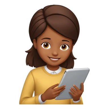 kid woman reading a tablet sticker