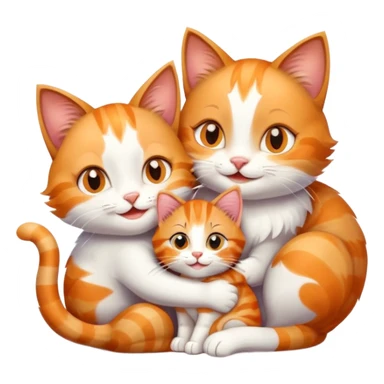 happy mom cat hugging her happy kitten both cats smiling sticker
