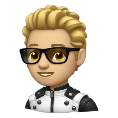 Punk male-with white leather jacket-mirror glasses sticker