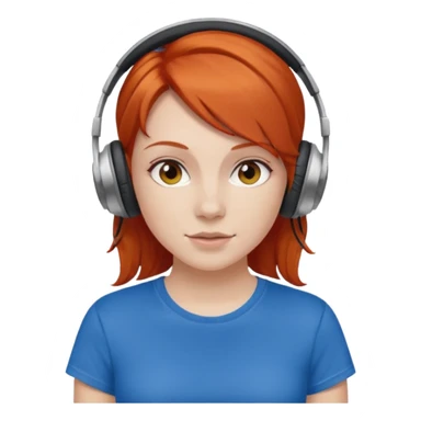 redhead skin white girl with deportive t shirt and headphones sticker