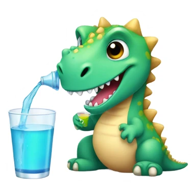 Cute Dino having a drink sticker
