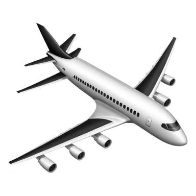 A commercial airplane side on that is black and white sticker