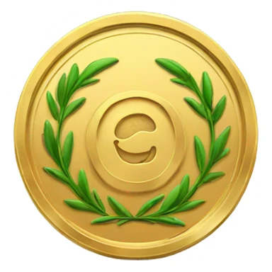circle gold coin with laurel sticker
