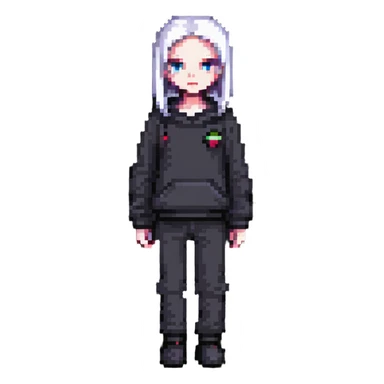 strange character with fashionable minimalist clothes sticker