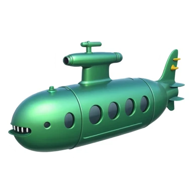 green mini single submarine in cartoon  sticker