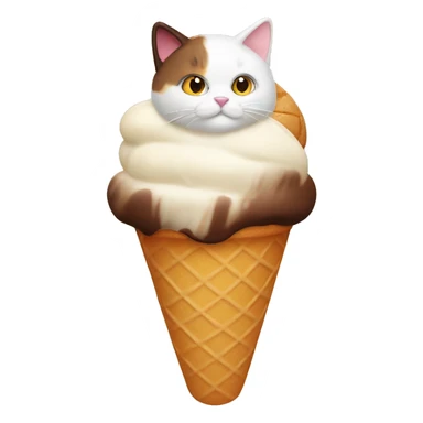 Icecream with fat calico cat sticker