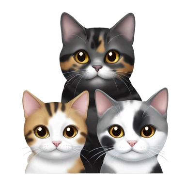 Tortie cat, 2 black and white cats and one grey shorthair cat sticker