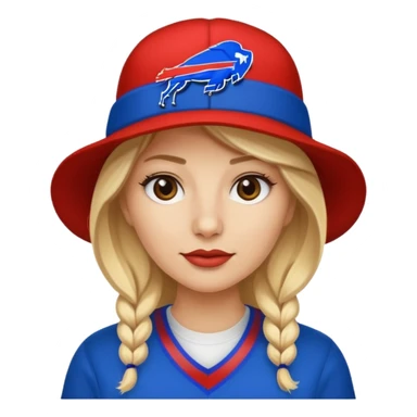 Blond lady with buffalo bills hat sticker