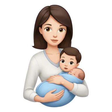 Fit brunette mom with newborn boy sticker