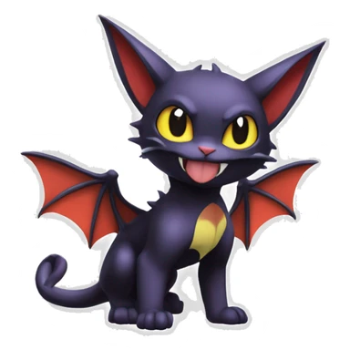 Cool Cute Edgy Chibi Bat-Cat-Noivern-Noibat-Litten-Pokémon-Fakémon-hybrid sticker