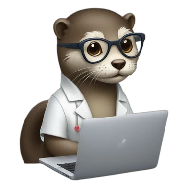 female vet otter with glasses use a macbook sticker