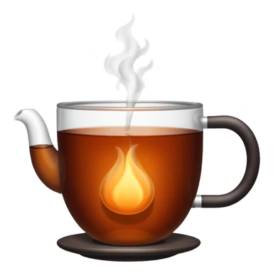 A close-up image of a cup filled with hot black tea, steam rising gently from the surface, placed on a simple background sticker