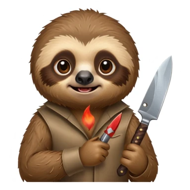 Cute little sloth holding a knife but looking evil sticker