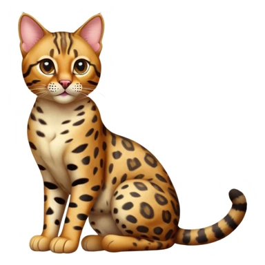 cinematic-[Bengal cat]-realistic-full-body-sitting-emoji,-tail-curled-playfully-around-its-paws,-head-tilted-dramatically,-sleek-[leopard patterned]-fur,-simplified-yet-hilariously-adorable-features,-highly-detailed,-glowing-with-an-almost-sarcastic-glow sticker