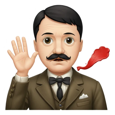 Adolf hitler with a Charlie Chaplin mustache throwing up CK sticker