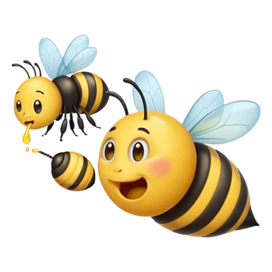 A emoji face farting a bee sticker