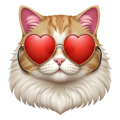 Cat wearing heart-shaped sunglasses sticker
